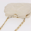 CHANEL Chain Belt Waist Bag Lamb Skin White Gold CC Auth 189310A-6