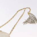 CHANEL Chain Belt Waist Bag Lamb Skin White Gold CC Auth 189310A-8