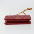 CHANEL Matelassé Schouderkettingtas Lamsleer Rood Goud CC Auth 189311-5