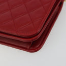 CHANEL Matelassé Schouderkettingtas Lamsleer Rood Goud CC Auth 189311-15