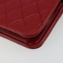 CHANEL Matelassé Schouderkettingtas Lamsleer Rood Goud CC Auth 189311-17