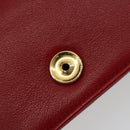 CHANEL Matelassé Schouderkettingtas Lamsleer Rood Goud CC Auth 189311-9
