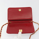 CHANEL Matelassé Schouderkettingtas Lamsleer Rood Goud CC Auth 189311-21