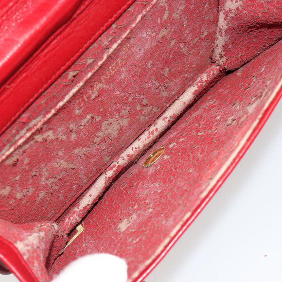 CHANEL Matelassé Schouderkettingtas Lamsleer Rood Goud CC Auth 189311