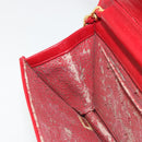 CHANEL Matelassé Schouderkettingtas Lamsleer Rood Goud CC Auth 189311-23