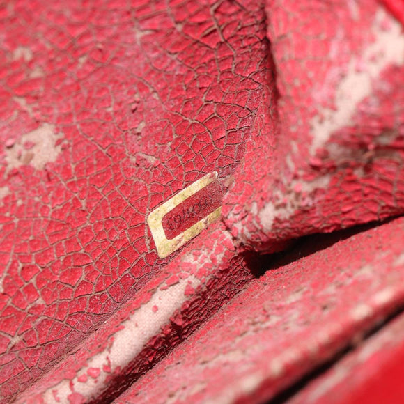 CHANEL Matelassé Schouderkettingtas Lamsleer Rood Goud CC Auth 189311