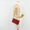 CHANEL Matelassé Schouderkettingtas Lamsleer Rood Goud CC Auth 189311-25