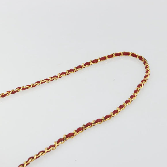 CHANEL Matelassé Schouderkettingtas Lamsleer Rood Goud CC Auth 189311