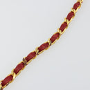 CHANEL Matelassé Schouderkettingtas Lamsleer Rood Goud CC Auth 189311-8
