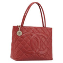 CHANEL Matelasse Reprint Tote Bag Caviar Skin Red CC Auth 189312SAV-1