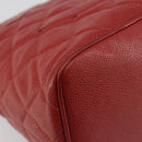 CHANEL Matelasse Reprint Tote Bag Caviar Skin Red CC Auth 189312SAV-15