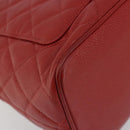 CHANEL Matelasse Reprint Tote Bag Caviar Skin Red CC Auth 189312SAV-17