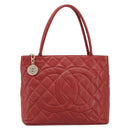 CHANEL Matelasse Reprint Tote Bag Caviar Skin Red CC Auth 189312SAV-13