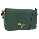 PRADA Shoulder Bag Leather Green Gold Auth 189320SAM-1