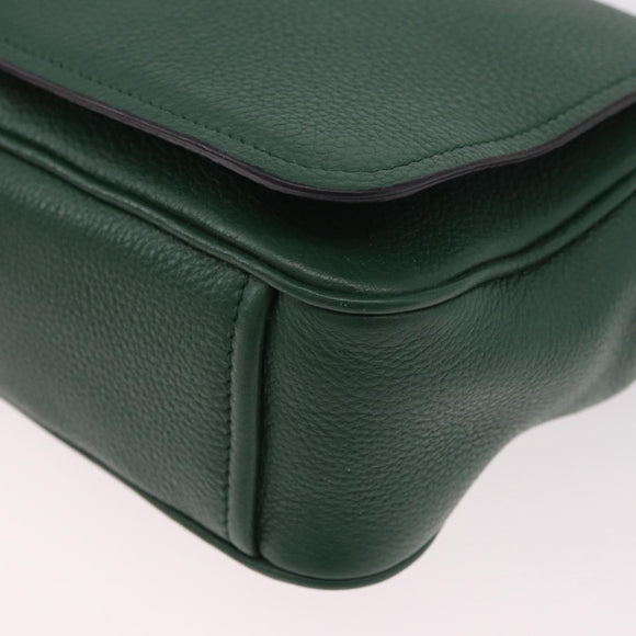 PRADA Shoulder Bag Leather Green Gold Auth 189320SAM