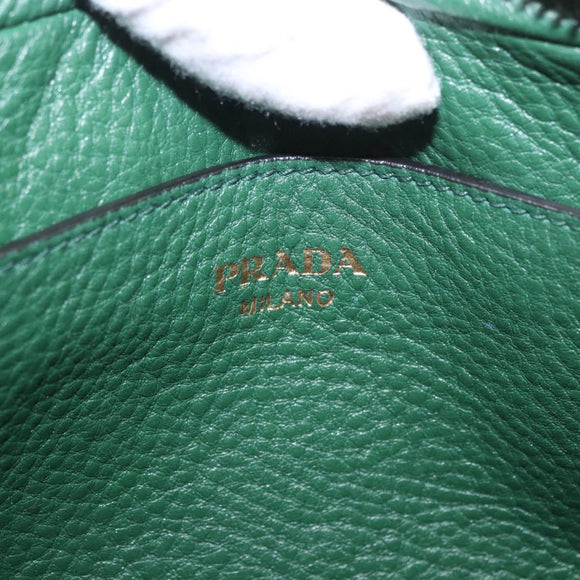PRADA Shoulder Bag Leather Green Gold Auth 189320SAM
