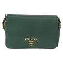PRADA Shoulder Bag Leather Green Gold Auth 189320SAM-2