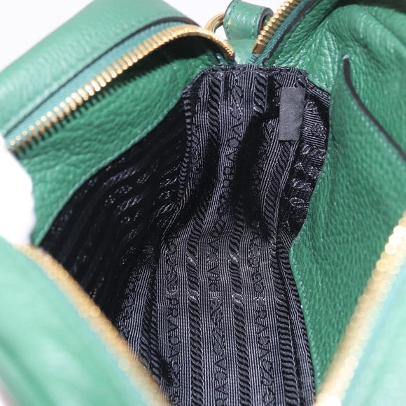 PRADA Shoulder Bag Leather Green Gold Auth 189320SAM