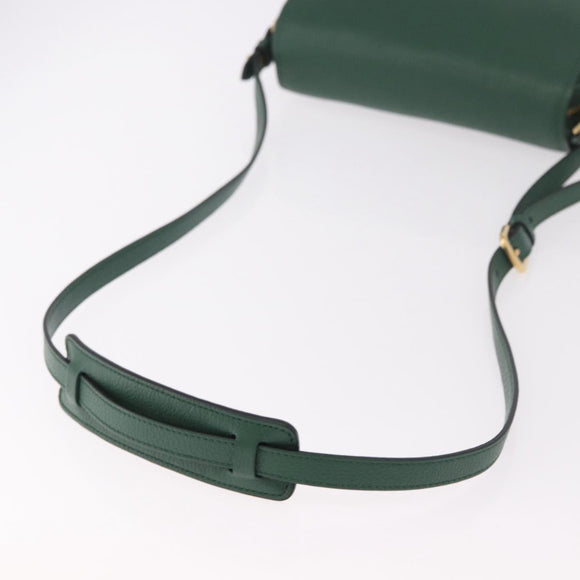 PRADA Shoulder Bag Leather Green Gold Auth 189320SAM