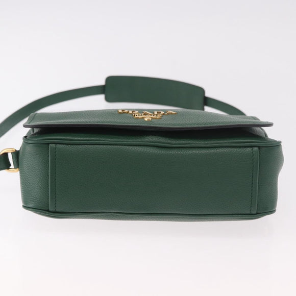 PRADA Shoulder Bag Leather Green Gold Auth 189320SAM