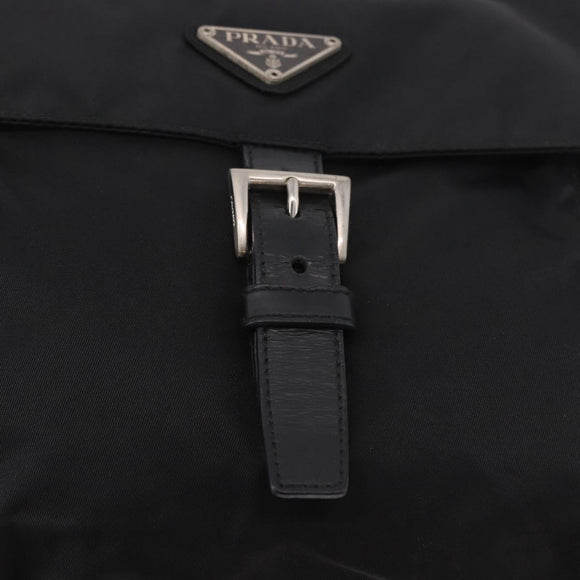 PRADA Shoulder Bag Nylon Black Silver Auth 189321A