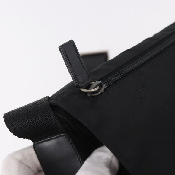 PRADA Shoulder Bag Nylon Black Silver Auth 189321A