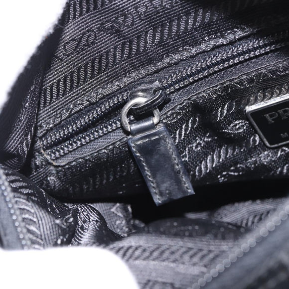 PRADA Shoulder Bag Nylon Black Silver Auth 189321A