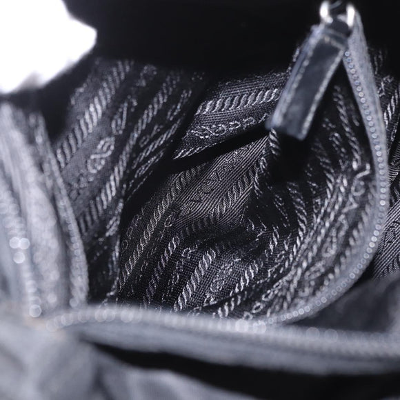 PRADA Shoulder Bag Nylon Black Silver Auth 189321A
