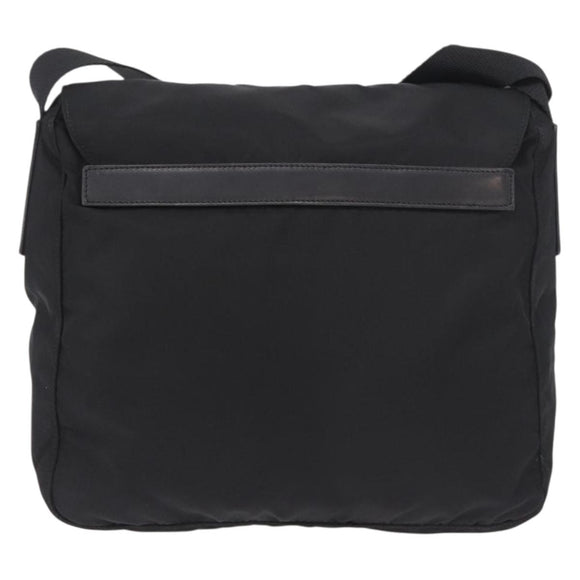 PRADA Shoulder Bag Nylon Black Silver Auth 189321A