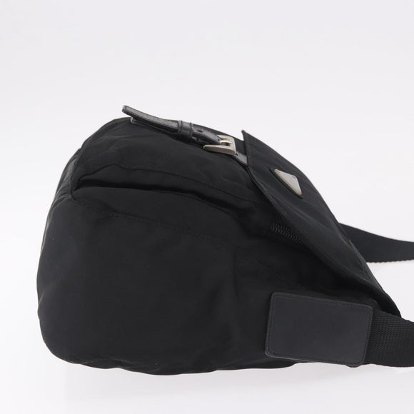 PRADA Shoulder Bag Nylon Black Silver Auth 189321A