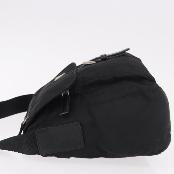 PRADA Shoulder Bag Nylon Black Silver Auth 189321A