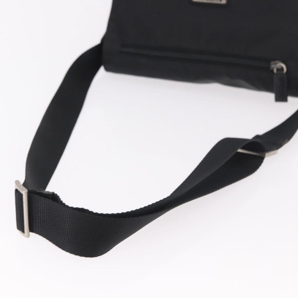 PRADA Shoulder Bag Nylon Black Silver Auth 189321A