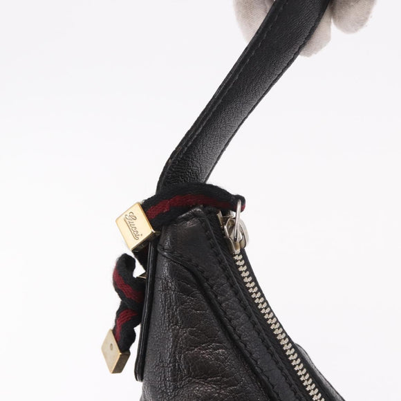 GUCCI Shoulder Bag Leather Black Gold 162882 Auth 189322A