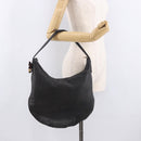 GUCCI Shoulder Bag Leather Black Gold 162882 Auth 189322A-23