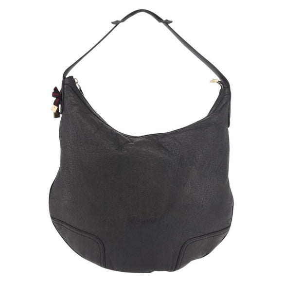 GUCCI Schoudertas Leer Zwart Goud 162882 Auth 189322A