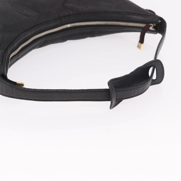 GUCCI Shoulder Bag Leather Black Gold 162882 Auth 189322A