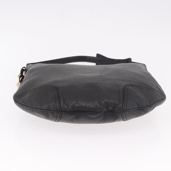 GUCCI Shoulder Bag Leather Black Gold 162882 Auth 189322A