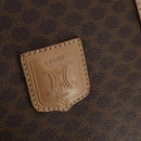 CELINE Macadam Canvas Boston Bag PVC Leather Brown Gold Auth 189325-18