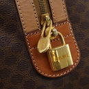 CELINE Macadam Canvas Boston Bag PVC Leather Brown Gold Auth 189325-19