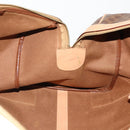 CELINE Macadam Canvas Boston Bag PVC Leather Brown Gold Auth 189325-20