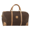 CELINE Macadam Canvas Boston Bag PVC Leather Brown Gold Auth 189325-1