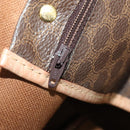 CELINE Macadam Canvas Boston Bag PVC Leather Brown Gold Auth 189325-22