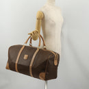 CELINE Macadam Canvas Boston Bag PVC Leather Brown Gold Auth 189325-24