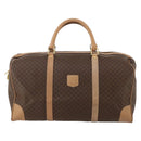 CELINE Macadam Canvas Boston Bag PVC Leather Brown Gold Auth 189325-13
