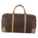 CELINE Macadam Canvas Boston Bag PVC Leather Brown Gold Auth 189325-2