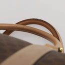 CELINE Macadam Canvas Boston Bag PVC Leather Brown Gold Auth 189325-8