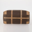 CELINE Macadam Canvas Boston Bag PVC Leather Brown Gold Auth 189325-5