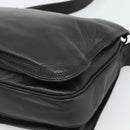 LOEWE Anagram Shoulder Bag Leather Black Gold Auth 189326-15
