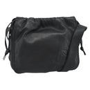 LOEWE Anagram Shoulder Bag Leather Black Gold Auth 189326-1