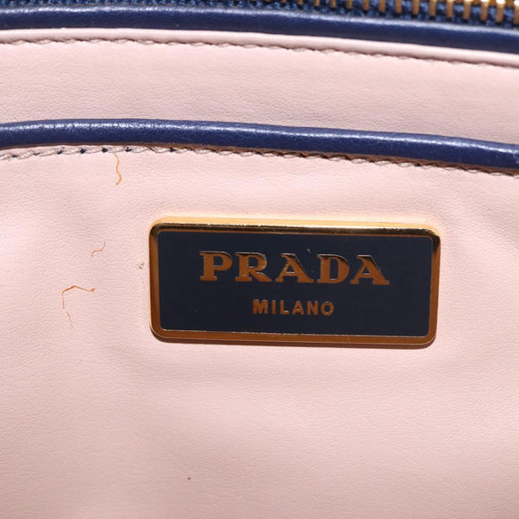 PRADA Gathered Chain Shoulder Bag Denim Blue Gold Auth 189327V